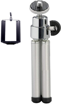 POZUB Mobile Phones and Digital Camera Tri-Mini Adjustable Tripod with Mount Stand Tripod, Tripod Kit(Silver, Supports Up to 500 g)