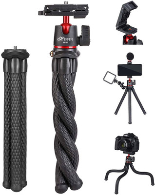 Hiffin HF-11 Camera Tripod Mini Flexible Tripod Stand with Hidden Phone Holder w Shoe Tripod(HF-11, Supports Up to 2500 g)