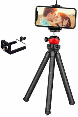 RECTITUDE Compact & Sturdy Tripod for Phone, Mini Camera Tripod with Universal Phone Clip Tripod(Black, Supports Up to 1000 g)