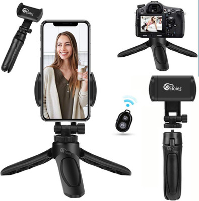 eloies Mini Tripod with 360 Degree Mobile Mount Lightweight Portable for Vloging Tripod(Portable for Vlog, Video Shooting, with Bluetooth Remote (Black, Supports Up to 1500 g)