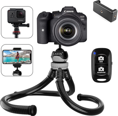 CASON Gorilla Tripod For Mobile With Phone Holder / Gorilla Tripod With Remote Tripod(Black, Supports Up to 2000 g)