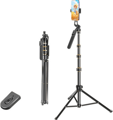 Elevea 360° Rotation Mobile Stand + Bluetooth Remote - Ideal Vlogging Gift Tripod(Black, Supports Up to 800 g)
