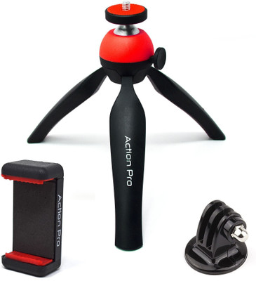 Action Pro 1 X Mini Tripod 1 X Gopro Adapter for GoPro Hero 6/5/4/3+/3/2/1 SJCAM Yi (Red) Tripod(Red, Supports Up to 1000 g)