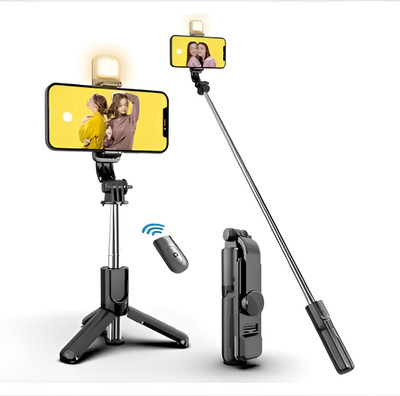 WATTHICK Selfie, Vlogging & Photo Shoot, Selfie stick with Bluetooth Remote Tripod(Black, Supports Up to 500 g)