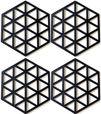 pepplo PVC Coaster-Halka-A-Triangle-Black_4,Pack of 4 Silicone Trivet(Pack of 4)