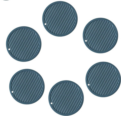 pepplo Pvc Cosater C-A Round_Blue_6,Pack of 6 Silicone Trivet(Pack of 6)