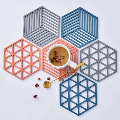 olwick 6 Pcs Silicone Table Mats Heat Trivet Mat Insulated Flexible Durable Non Slip Coasters Kitchen Table Protector Mat for Bowl Dishes Home Kitchen Restaurant.(Random Pattern and Color Mix) pvc Trivet(Pack of 6)