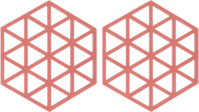 pepplo PVC Coaster Heavy-B2-Triangle-Red_2 Silicone Trivet(Pack of 2)