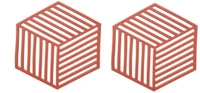 pepplo PVC Coaster Heavy-B2 Line-Red_2,Pack of 2 Silicone Trivet(Pack of 2)