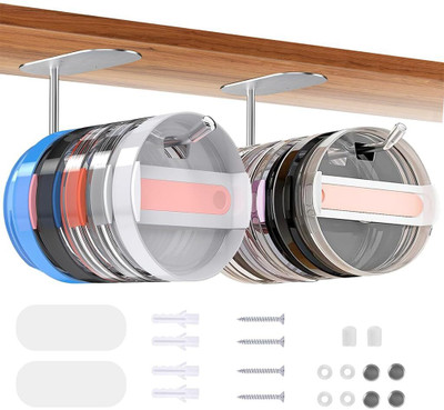 MAYCREATE Cup Lid Organizer Set Stainless Hook Backing 16 cm Brushed Stainless Steel Trivet(Pack of 2)