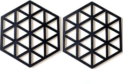 pepplo PVC Coaster-Halka-A-Triangle-Black_2,Pack of 2 Silicone Trivet(Pack of 2)
