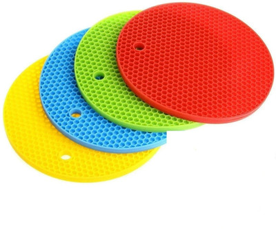 ved online mart Silicone Trivets Heat Resistant, Non-Slip Honeycomb Mats Multi-Purpose Soft-touch silicone Trivet(Pack of 4)