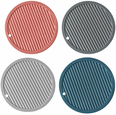 pepplo Pvc Cosater C-A Round-Multi-4,Pack of 4 Silicone Trivet(Pack of 4)