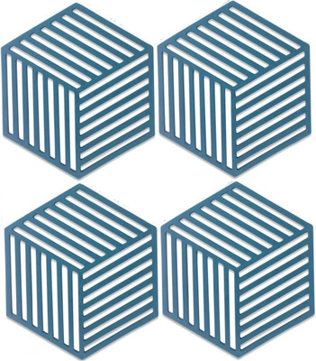 pepplo PVC Coaster Halka-A-line-Blue-4,Pack of 4 Silicone Trivet(Pack of 4)