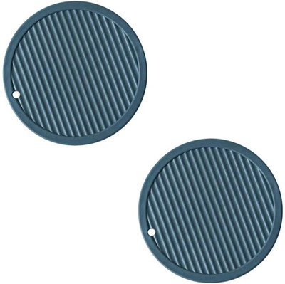 pepplo Pvc Cosater C-A Round_Blue_2,Pack of 2 Silicone Trivet(Pack of 2)