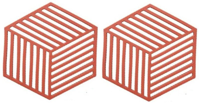 pepplo PVC Coaster Halka-A-Line-Red-2,Pack of 2 Silicone Trivet(Pack of 2)