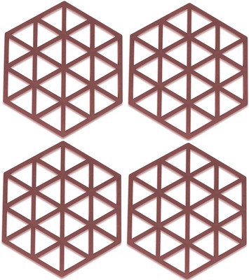 pepplo PVC Coaster Halka-A-Triangle-Red-4,Pack of 4 Silicone Trivet(Pack of 4)