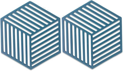 pepplo PVC Coaster Halka-A-line-Blue-2,Pack of 2 Silicone Trivet(Pack of 2)