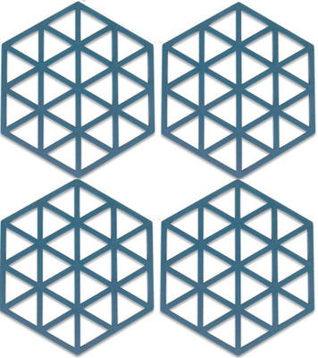pepplo PVC Coaster Halka-A-Triangle-Blue-4,Pack of 4 Silicone Trivet(Pack of 4)