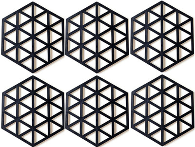 pepplo PVC Coaster Halka-A-Triangle-Black_6,Pack of 6 Silicone Trivet(Pack of 6)