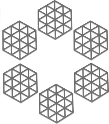 pepplo PVC Coaster Heavy-B2-Triangle-Grey_6,Pack of 6 Silicone Trivet(Pack of 6)