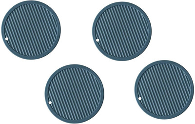pepplo Pvc Cosater C-A Round_Blue_4,Pack of 4 Silicone Trivet(Pack of 4)
