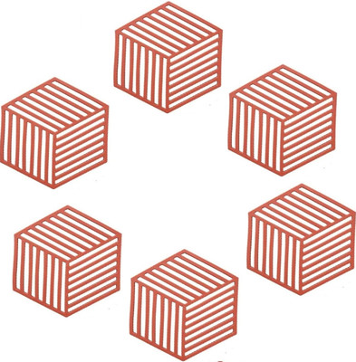 pepplo PVC Coaster Halka-A-Line-Red-6,Pack of 6 Silicone Trivet(Pack of 6)