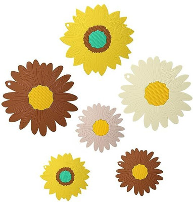 Besillia Coasters Set - Non-Slip Coasters Made of Silicone Washable & Reusable Coaster for Kitchen, Dining Table, Office, In 2 Size,Random Trivet(Pack of 6)
