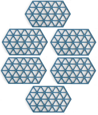 pepplo PVC Coaster large Heavy-B1-Triangle-Blue_6,Pack of 6 Silicone Trivet(Pack of 6)