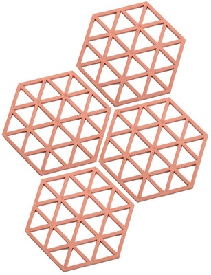 pepplo PVC Coaster Heavy-B2-Triangle-Red_4,Pack of 4 Silicone Trivet(Pack of 4)