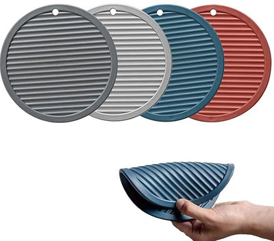 vihalvilaa PVC Coaster C-A Round ,Coasters Bowl, Hot Pads, Spoon Rest, Cooking & Dining Silicone Mats Trivet(Pack of 4)