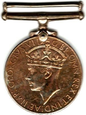 Hariom 1939-1945 - GEORGE VI WAR MEDAL COPPER-NICKEL - WT32.3 GRAM Medal(36MM)