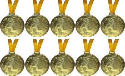 LCARNO Medals for school competition sport 10Pc 2.5 inch Cricket Medal Yellow Strip Medal(2.5 inch)