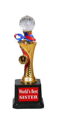 Jayshri handicrafts World's Best Sister Trophy I Rakshya Bandhan Gifti Birthday Gift Gift for Sister Trophy(8.5-Inch)