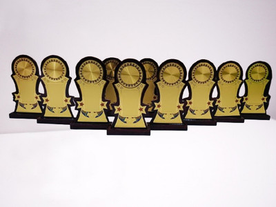 Afiya International Wooden Momentos 2 Star 8.5 INCH Set of 10 Trophy(8.50 INCH Height)