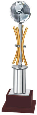 GABA TIME crystal globe trophy for winner , big size over a s/s podium for any event Trophy(12 inches height)