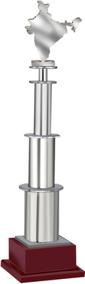 GABA TIME steel trophy for winner big size with an outline of India map on top Trophy(BIG)