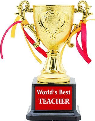 Jayshri handicrafts Trophy Gift for World's Best Teacher Trophy Teacher Birthday Trophy(6.5-Inch)