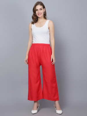 trendzmy Flared Women Red Trousers