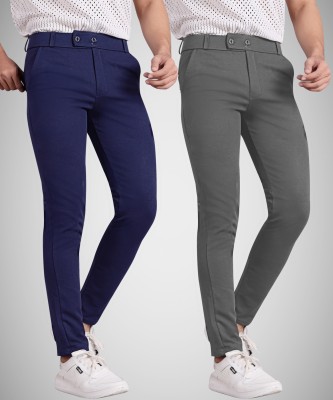 Yazole Regular Fit Men Blue, Grey Trousers