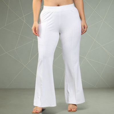 Trouserwala Loose Fit Women White Trousers