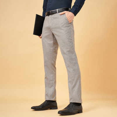 Peregrine by Pantaloons Slim Fit Men Grey Trousers