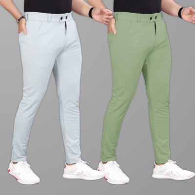 GIBBONTE Slim Fit Men Grey, Light Green Trousers