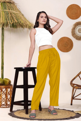 APPUFASHION Comfort Fit Women Yellow Trousers