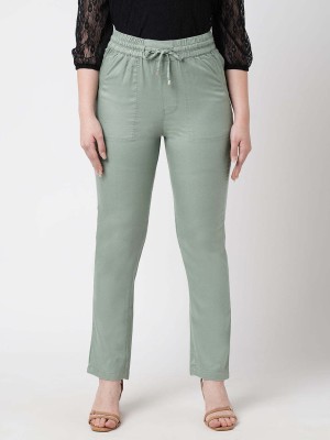 Kraus Jeans Comfort Fit Women Green Trousers