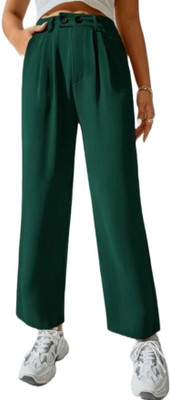 HOC Regular Fit Women Green Trousers