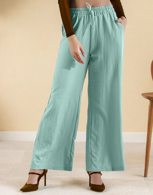 Selvia Comfort Fit Women Light Blue Trousers