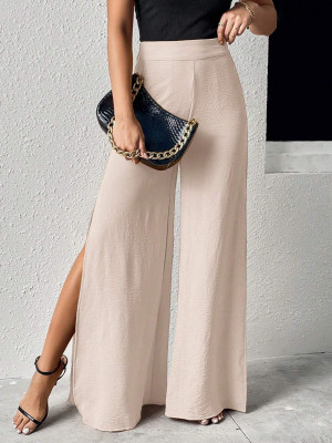 Leriya Fashion Flared Women Cream Trousers