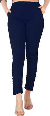 DKD Slim Fit Women Dark Blue Trousers