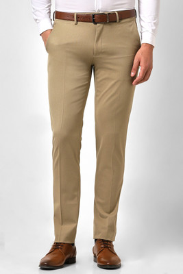 VAN HEUSEN Slim Fit Men Beige Trousers